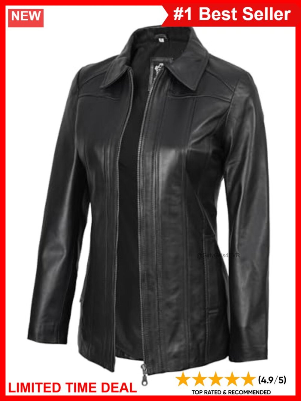 Long 100% Real Lambskin Leather Car Coat Shirt Collar Women Jacket